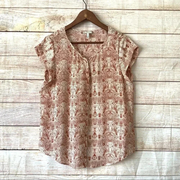Joie Button Front Silk Shirt Women’s Size Medium Beige Cap Sleeve#3710A-T1266 - Picture 1 of 12